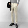 Lightly Mature Woolen Pants Straight Slim Fit Cropped