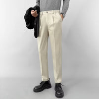 Lightly Mature Woolen Pants Straight Slim Fit Cropped